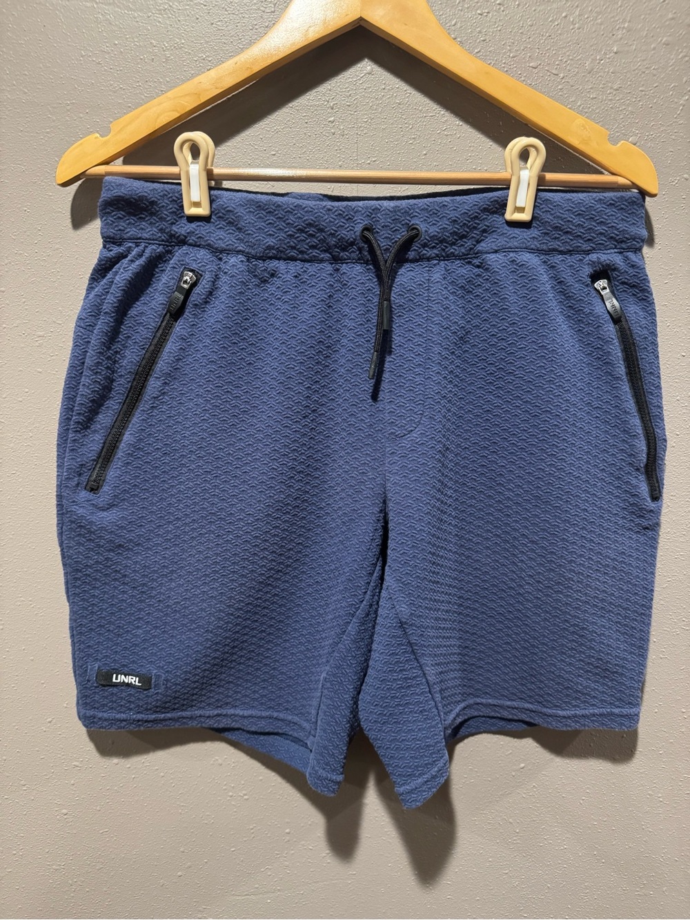 UNRL Elevation Shorts Blue Textured Knit Fabric